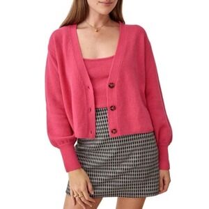 Reformation Varenne Cashmere Sweater & Camisole Set in Flamingo Pink Size Medium